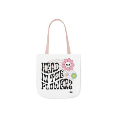 "Head in the Flowers" Canvas Tote Bag, 5-Color Straps - Image 13