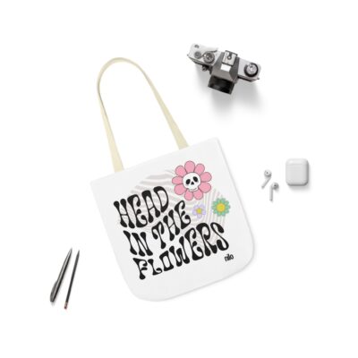 "Head in the Flowers" Canvas Tote Bag, 5-Color Straps - Image 3