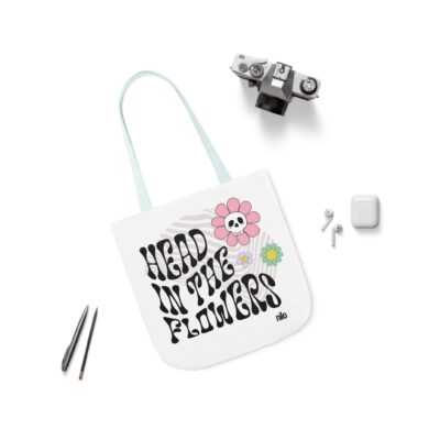 "Head in the Flowers" Canvas Tote Bag, 5-Color Straps - Image 11