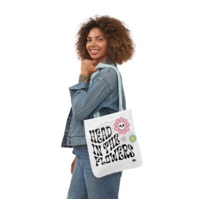 "Head in the Flowers" Canvas Tote Bag, 5-Color Straps - Image 12