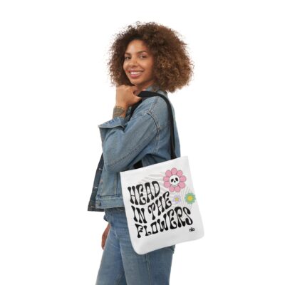 "Head in the Flowers" Canvas Tote Bag, 5-Color Straps - Image 8