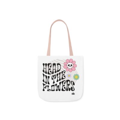 "Head in the Flowers" Canvas Tote Bag, 5-Color Straps - Image 14