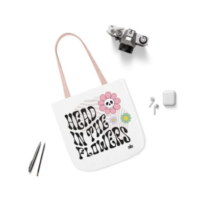 "Head in the Flowers" Canvas Tote Bag, 5-Color Straps - Image 15