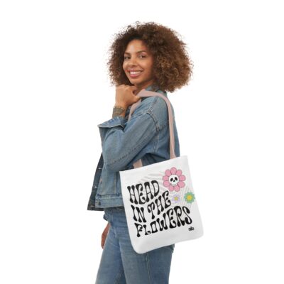 "Head in the Flowers" Canvas Tote Bag, 5-Color Straps - Image 16