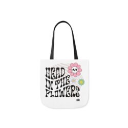 "Head in the Flowers" Canvas Tote Bag, 5-Color Straps - Image 6