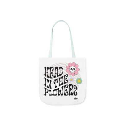 "Head in the Flowers" Canvas Tote Bag, 5-Color Straps - Image 9