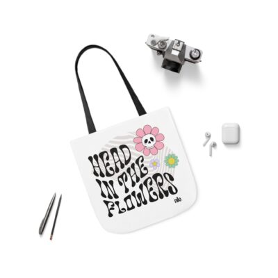 "Head in the Flowers" Canvas Tote Bag, 5-Color Straps - Image 7