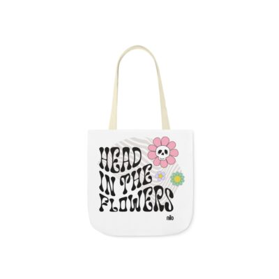 "Head in the Flowers" Canvas Tote Bag, 5-Color Straps - Image 2