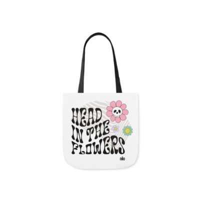 "Head in the Flowers" Canvas Tote Bag, 5-Color Straps - Image 5